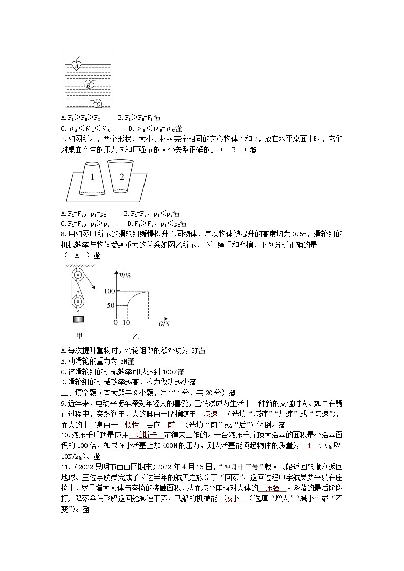 沪科版物理八年级下册 期末检测卷(二)第2页