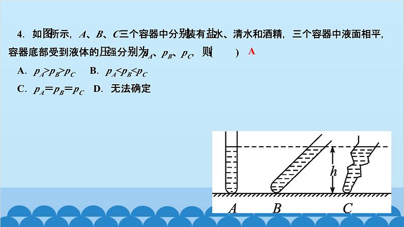 人教版物理八年级下册 第九章 压强 阶段检测(第九章) 课件第5页