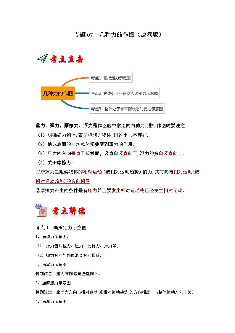 专题07 几种力的作图(原卷版)第1页