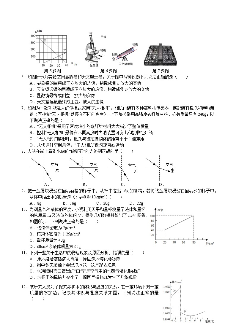 19，湖南省长沙市长郡双语实验中学2023-2024学年八年级上学期第三次月考物理试题02