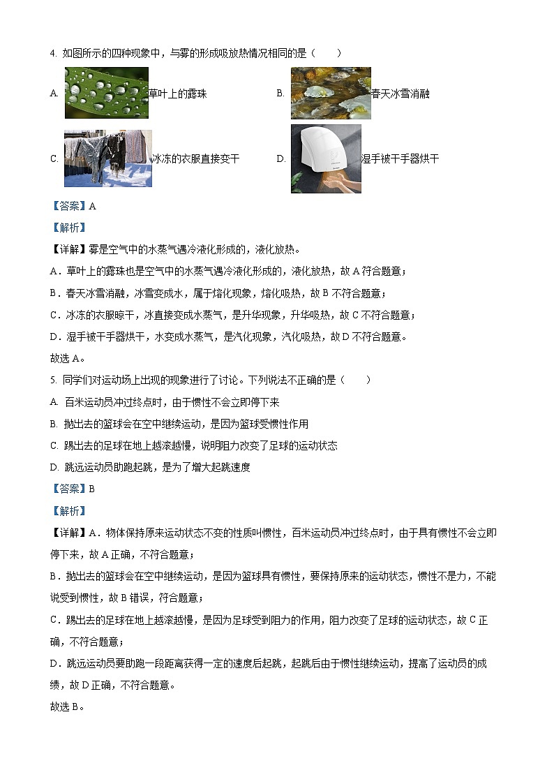 黑龙江省虎林市实验中校2023-2024学年九年级下学期开学模拟考试物理试题(原卷版+解析版)03