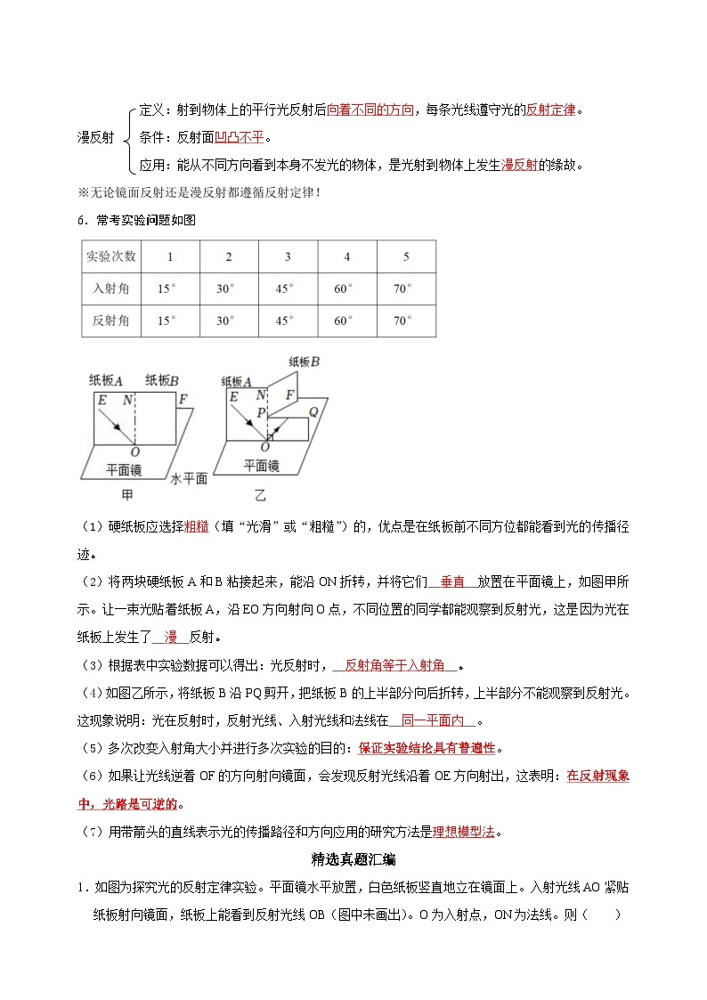 专题03 探究光的反射定律-备战2024年中考物理之实验题型突破真题汇编02