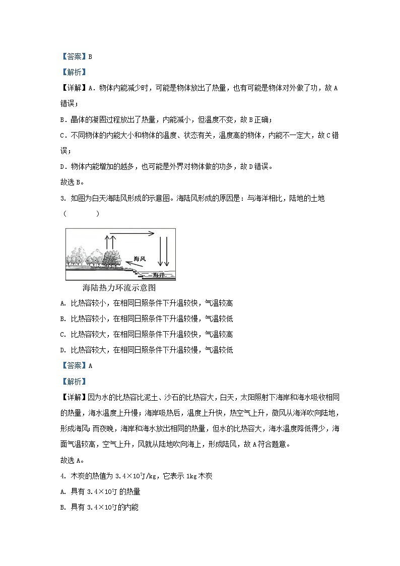 2023-2024学年湖北省武汉市青山区九年级上学期物理期末试题及答案02