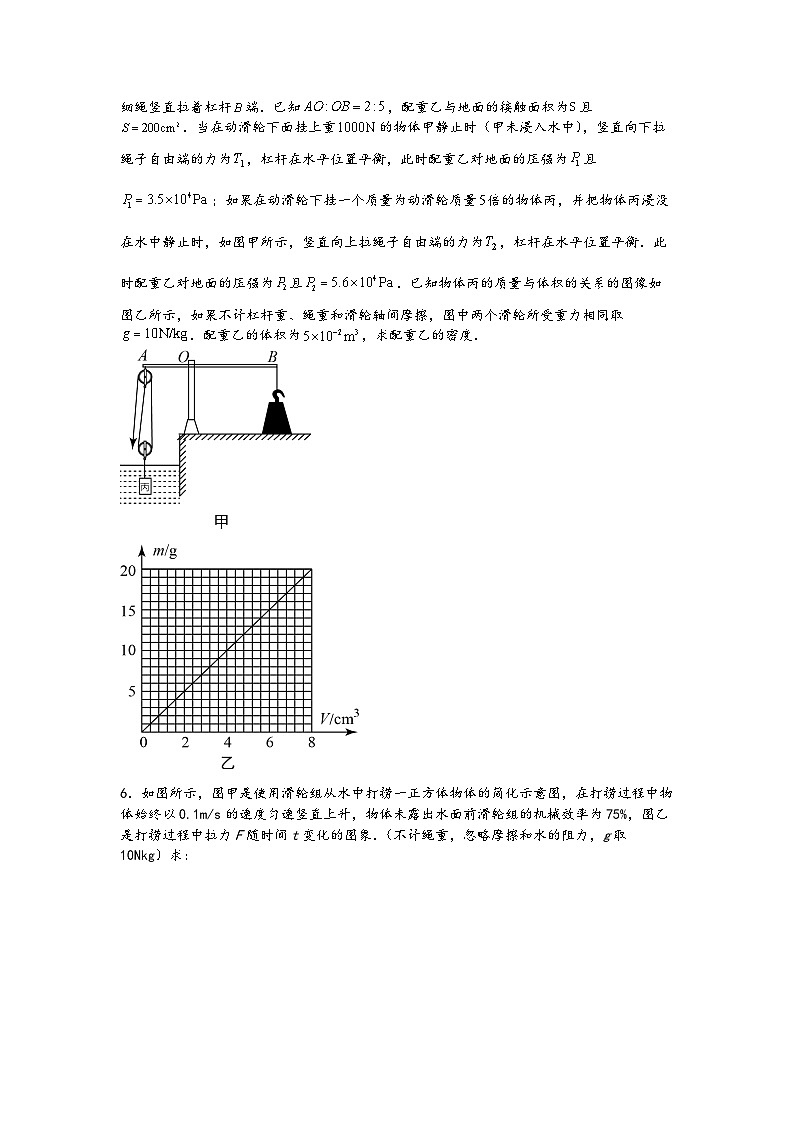 04含有滑轮组复杂装置的浮力综合计算-【压轴必刷】2022中考物理力学压轴计算题难题专练 (原卷版)第3页