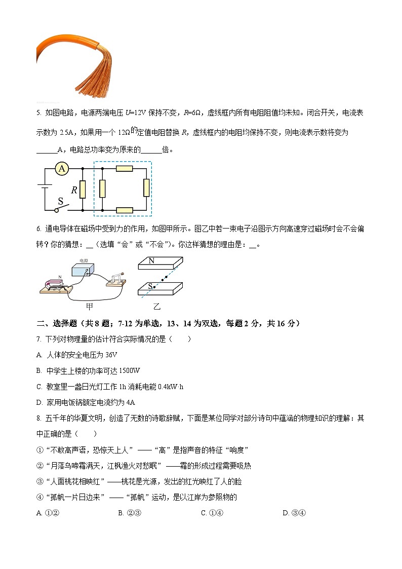 精品解析:2024年河南省中考模拟物理试题(二)(原卷版)第2页