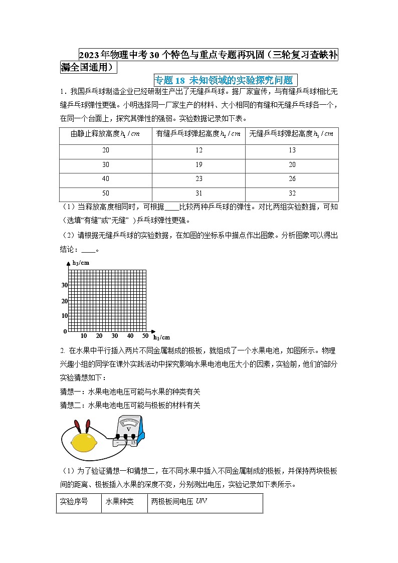 專題18 未知領域的實驗探究問題（原卷版） 第1頁