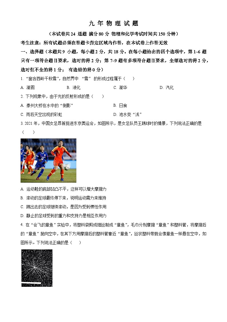 精品解析:辽宁省营口市育才初级中学2023-2024学年九年级下学期开学考物理试题(原卷版)第1页