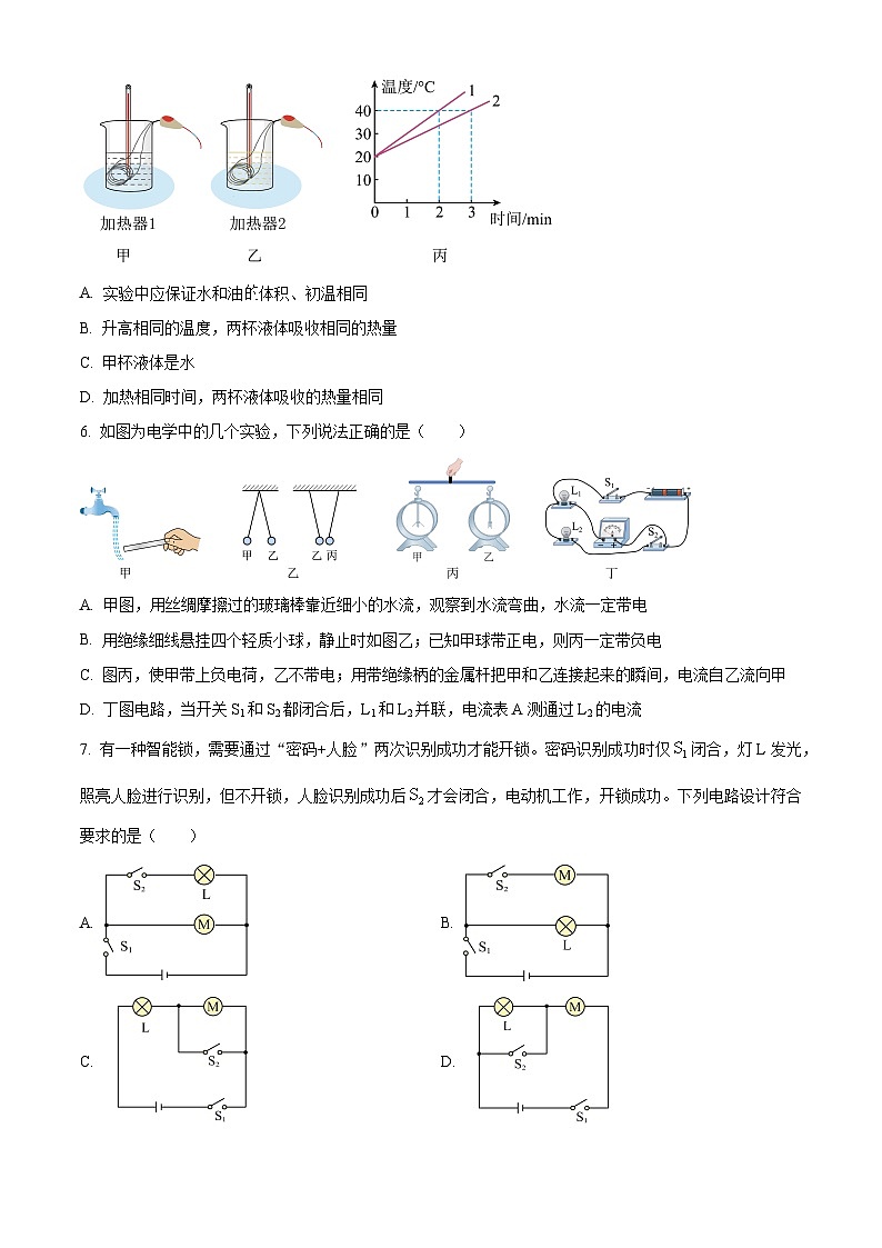 精品解析:湖南省長沙市雅禮實驗學校2023-2024學年九年級下學期入學考試物理試題(原卷版)第2頁
