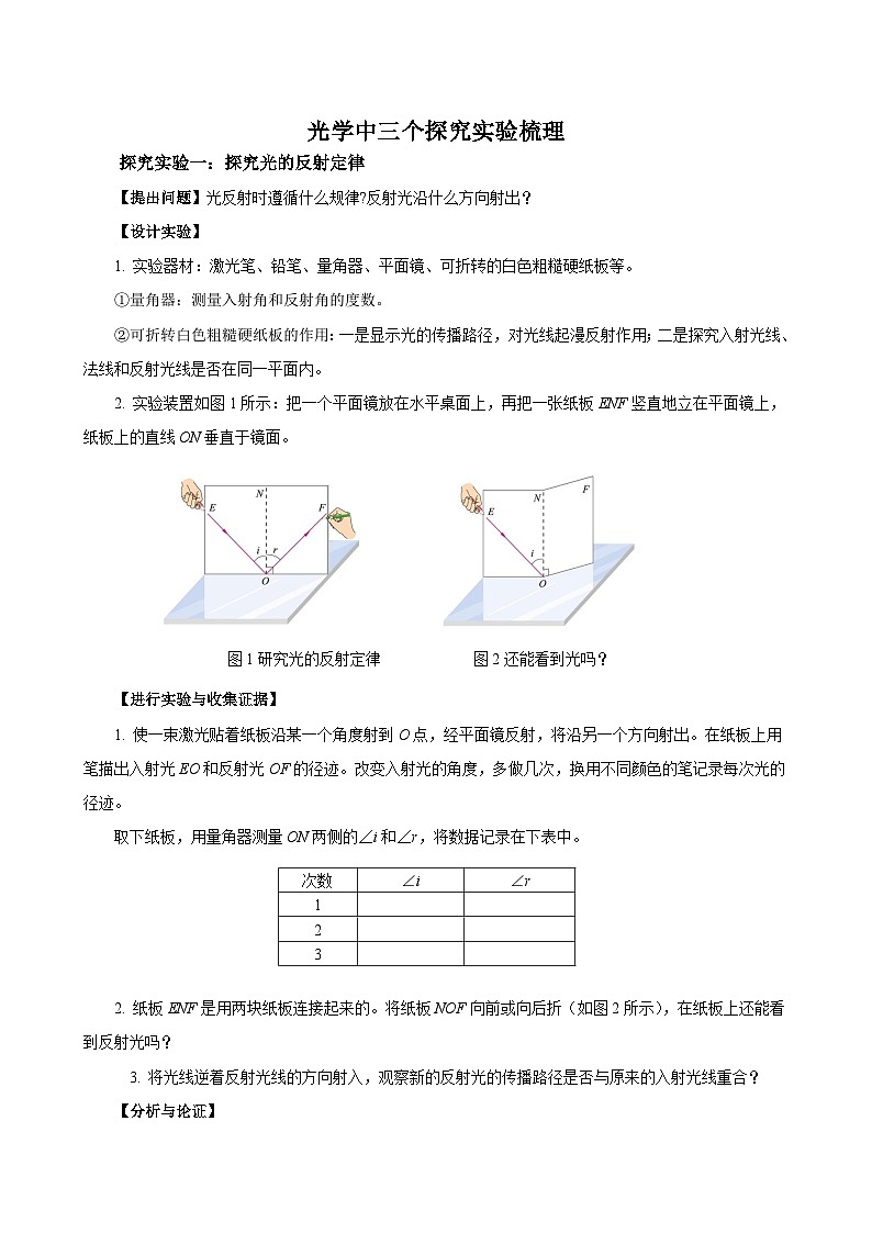 专题07 物理探究实验(2)——光学中的3个探究实验(精选练习)-初中物理核心素养提升(解析版)第1页