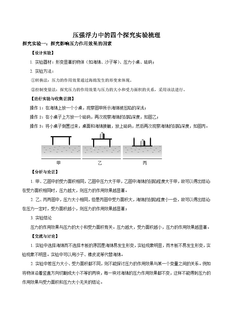 专题09 物理探究实验(4)——压强浮力中的4个探究实验(精选练习)-初中物理核心素养提升(解析版)第1页