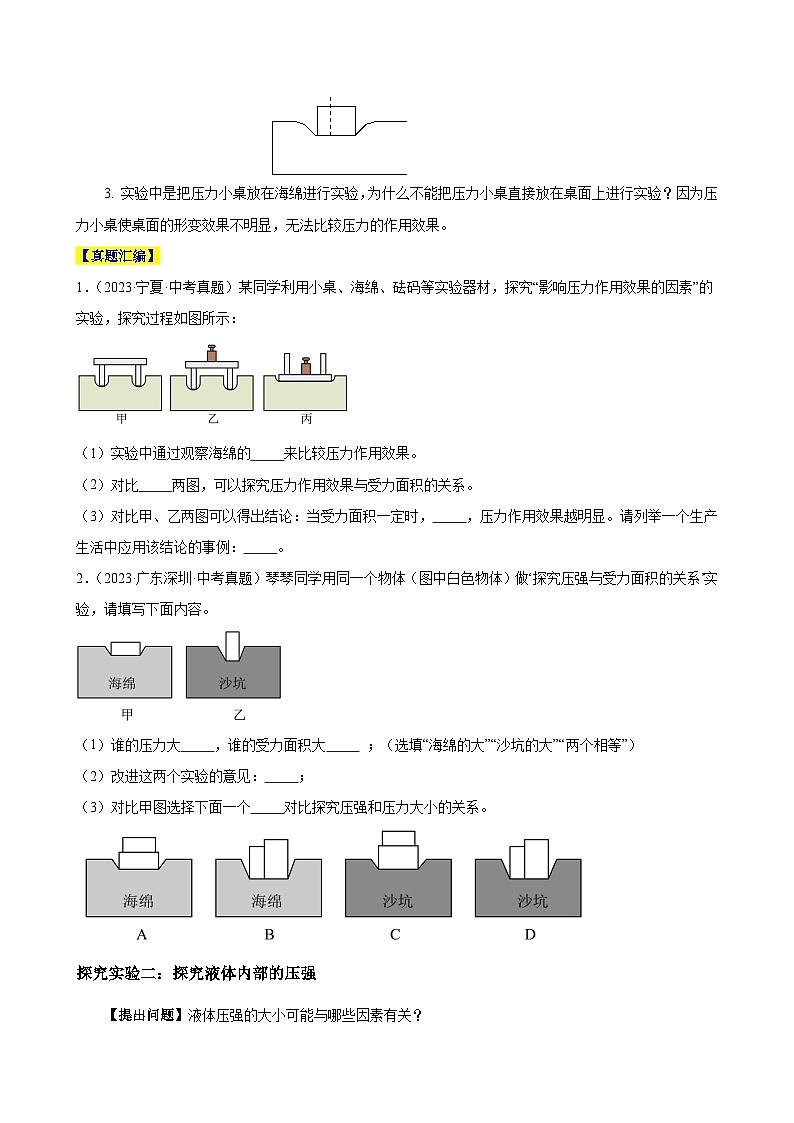 专题09 物理探究实验(4)——压强浮力中的4个探究实验(精选练习)-初中物理核心素养提升(原卷版)第2页