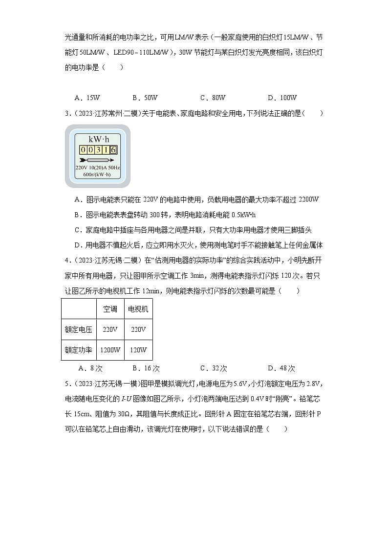 专题15 电功和电功率(原卷版)第2页