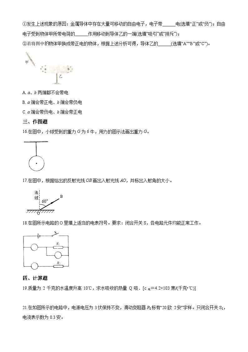 2020年上海市中考（初中畢業(yè)統(tǒng)一學(xué)業(yè)考試）物理試題（學(xué)生版）第3頁(yè)