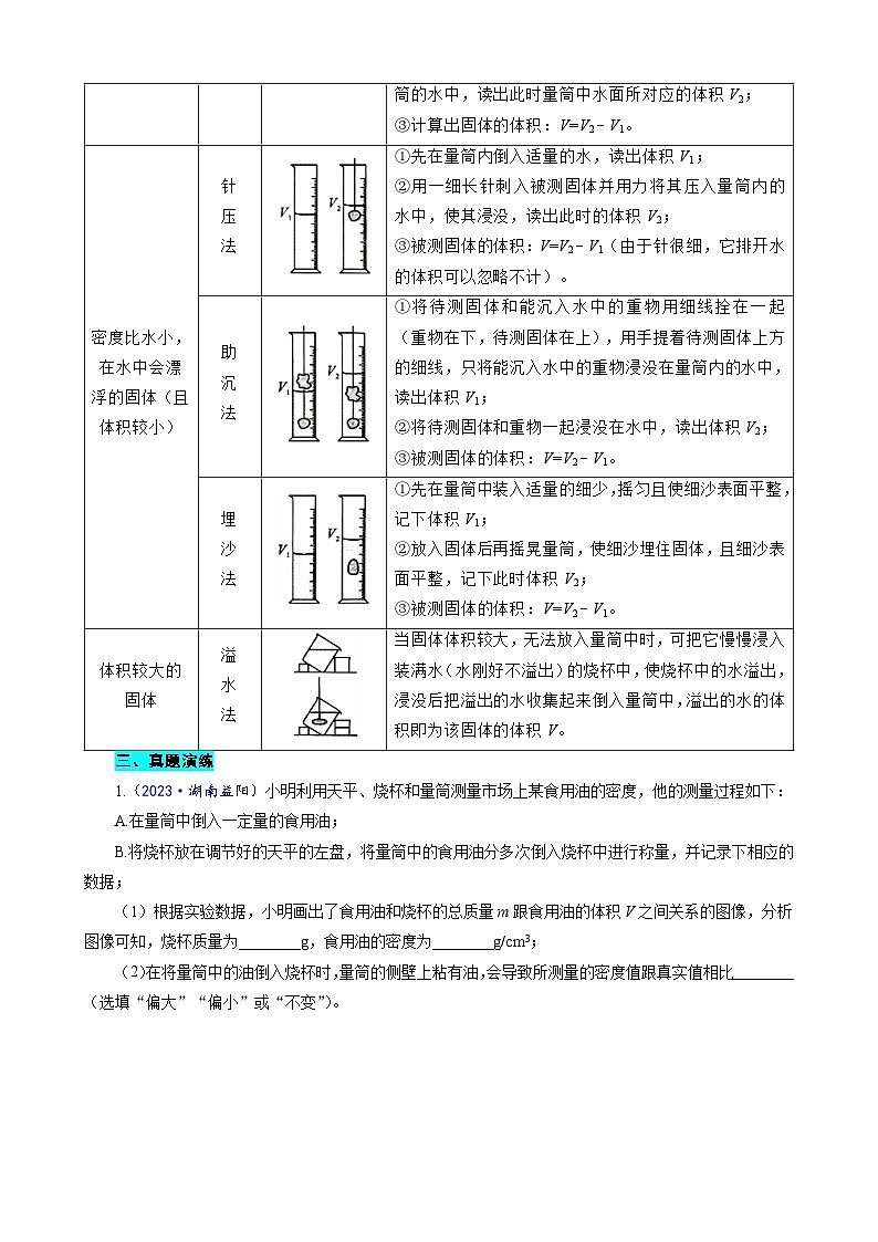 2023年中考物理一轮复习讲义--《物质密度的测量方法及误差分析》第3页