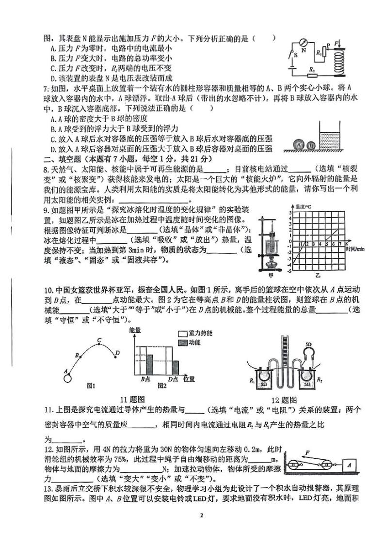 2024年广东省梅州市梅县区部分学校中考一模物理试题02