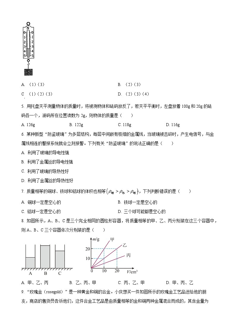 江蘇省南京市金陵匯文學(xué)校2023-2024學(xué)年八年級(jí)下學(xué)期3月月考物理試卷（原卷版）第2頁