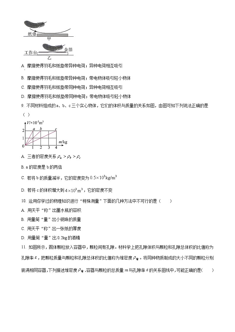 江苏省南京钟英中学2023-2024学年八年级下学期物理3月月考试卷 (原卷版+解析版)03