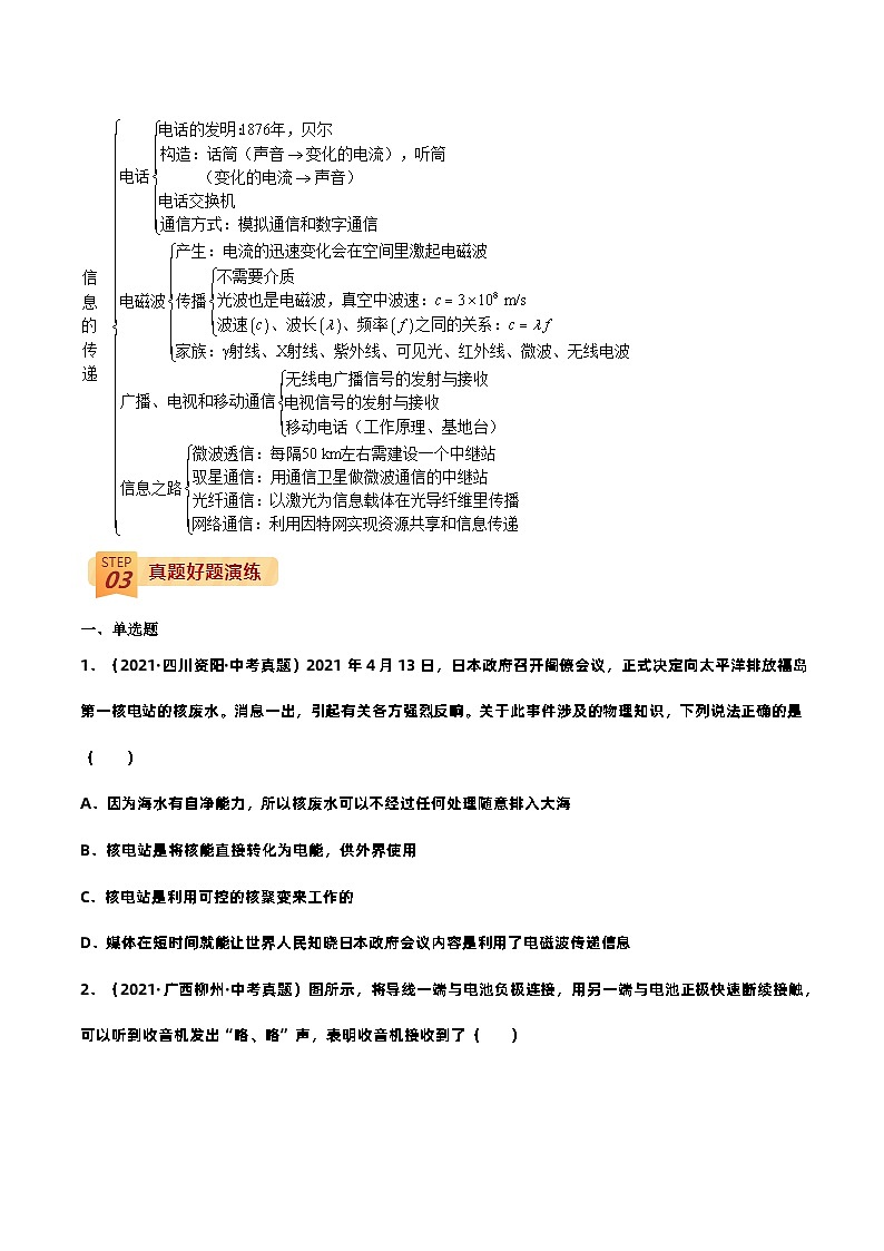 查补易混易错点02 信息能源中考物理三轮冲刺过关02
