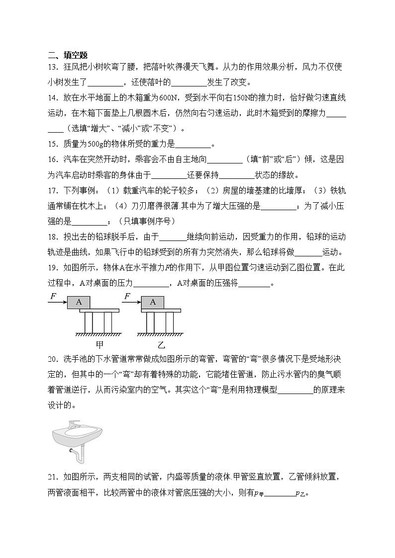 新疆喀什地区巴楚县2022-2023学年八年级下学期期中物理试卷(含答案)第3页