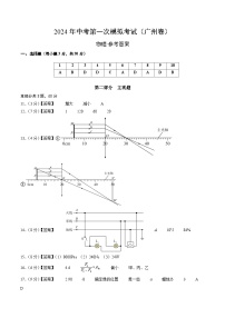 2024年中考第一次模拟考试题：物理（广州卷）（参考答案及评分标准）