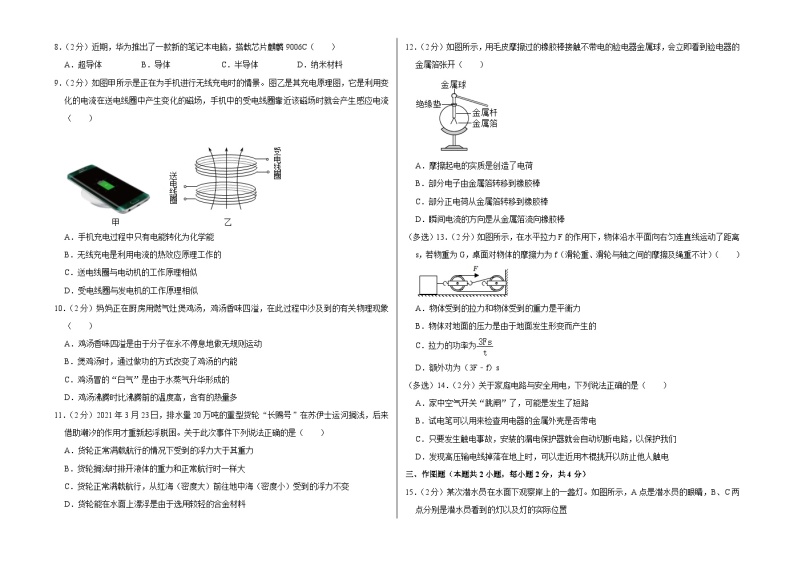 2022年河南省安阳市滑县部分学校中考物理物理一模试卷02