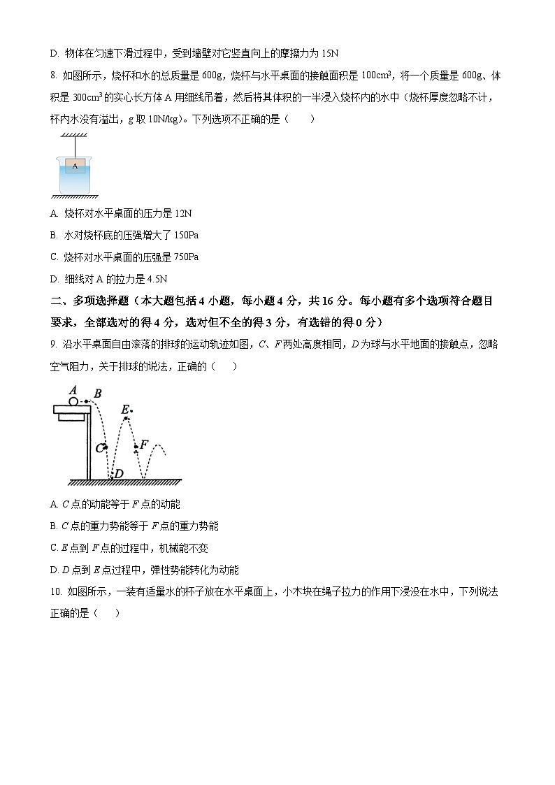 山东省日照市东港区日照港中学2023-2024学年九年级下学期3月月考物理试卷(原卷版)第3页