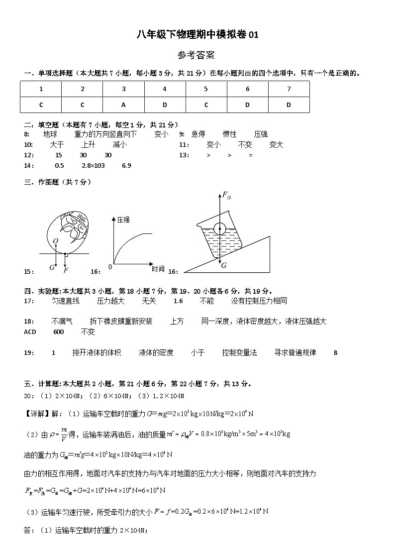 2023-2024学年初中下学期期中考试 八年级物理期中模拟卷(广东省卷专用)01