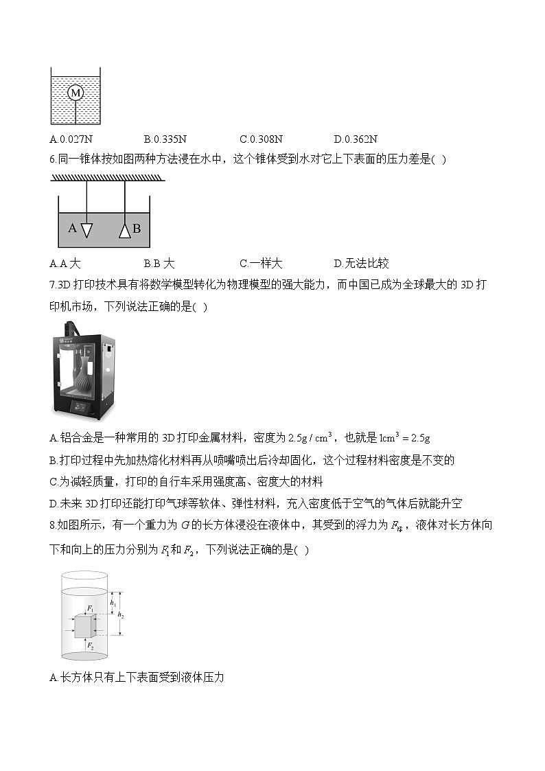 第十單元 浮力——2023-2024學(xué)年八年級(jí)下冊(cè)物理人教版單元檢測(cè)卷(B卷)第2頁(yè)