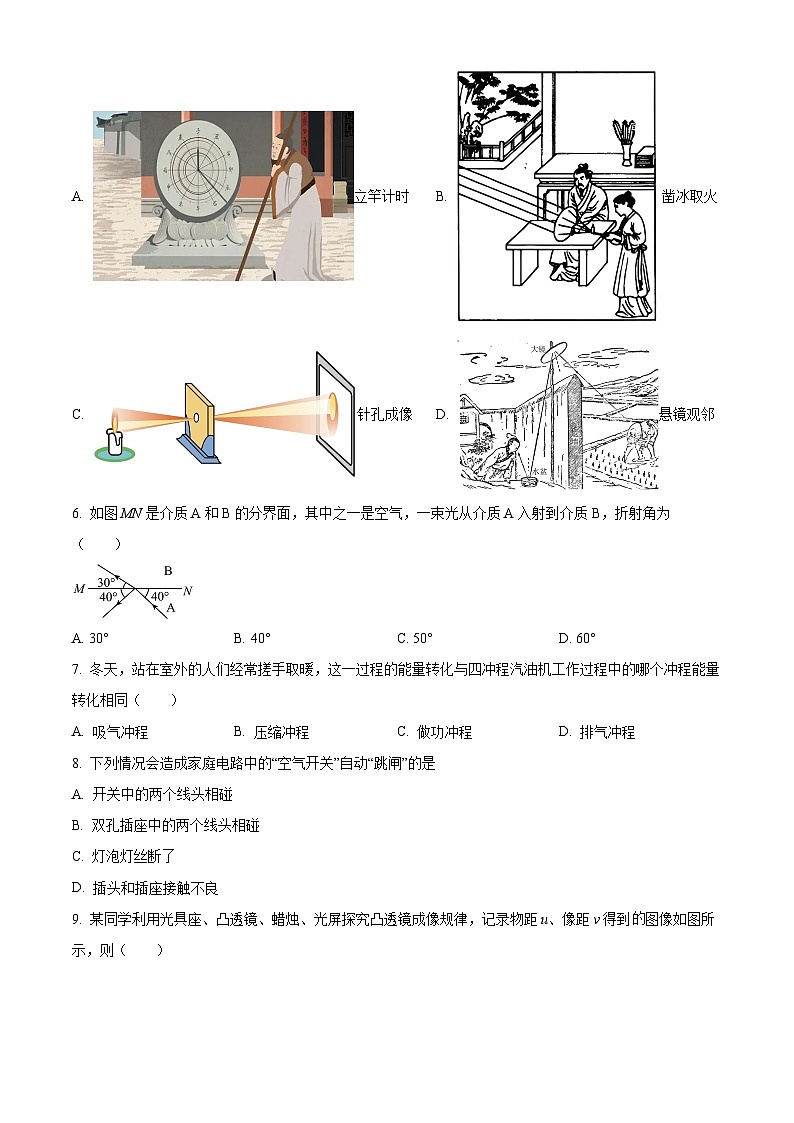 福建省福州市臺江區(qū)福建省福州第八中學2023-2024學年九年級下學期3月月考物理試題(原卷版)第2頁