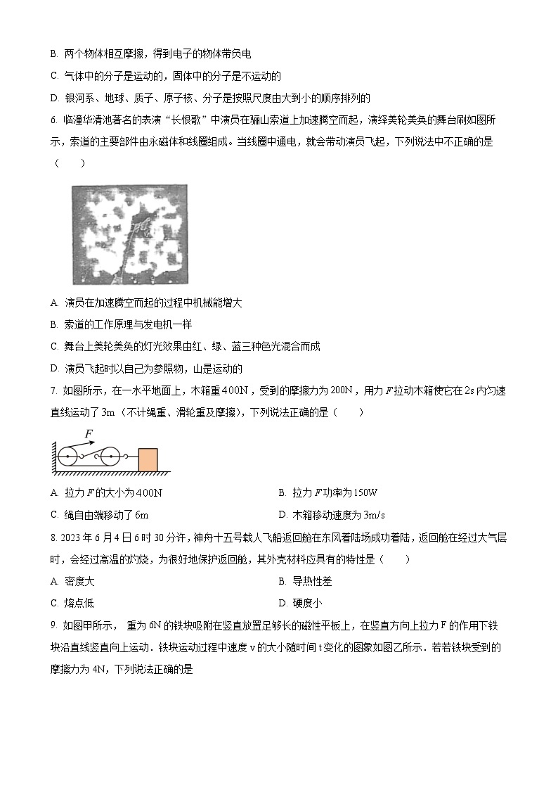 2024年陕西省西安市滨河学校中考二模物理试题（原卷版+解析版）02