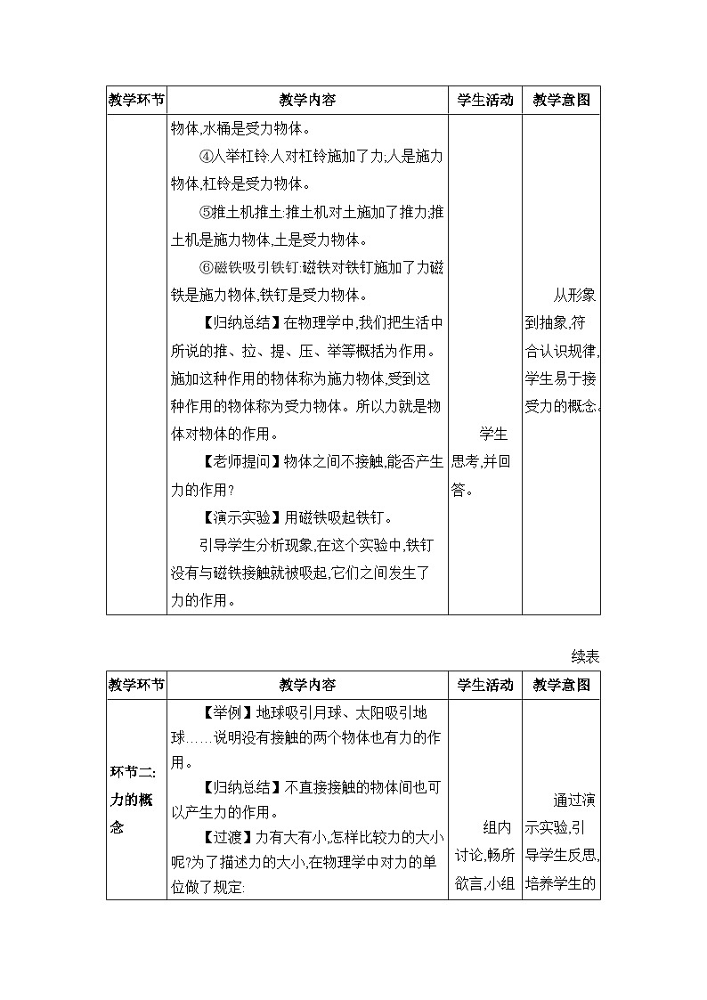 第7章力第1節(jié)力精品教案(人教版八下物理)第3頁(yè)