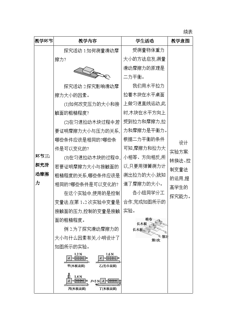 第8章運(yùn)動和力第3節(jié)摩擦力精品教案（人教版八下物理）第3頁