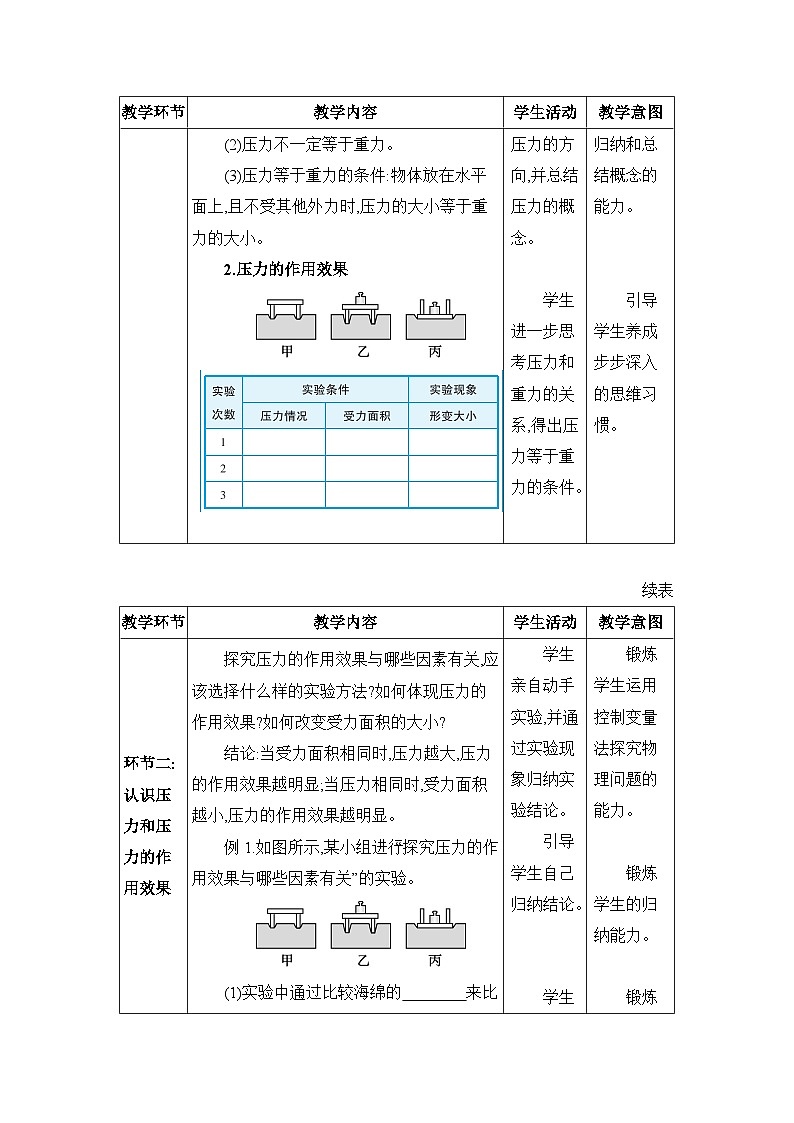 第9章壓強(qiáng)第1節(jié)壓強(qiáng)精品教案（人教版八下物理）第3頁
