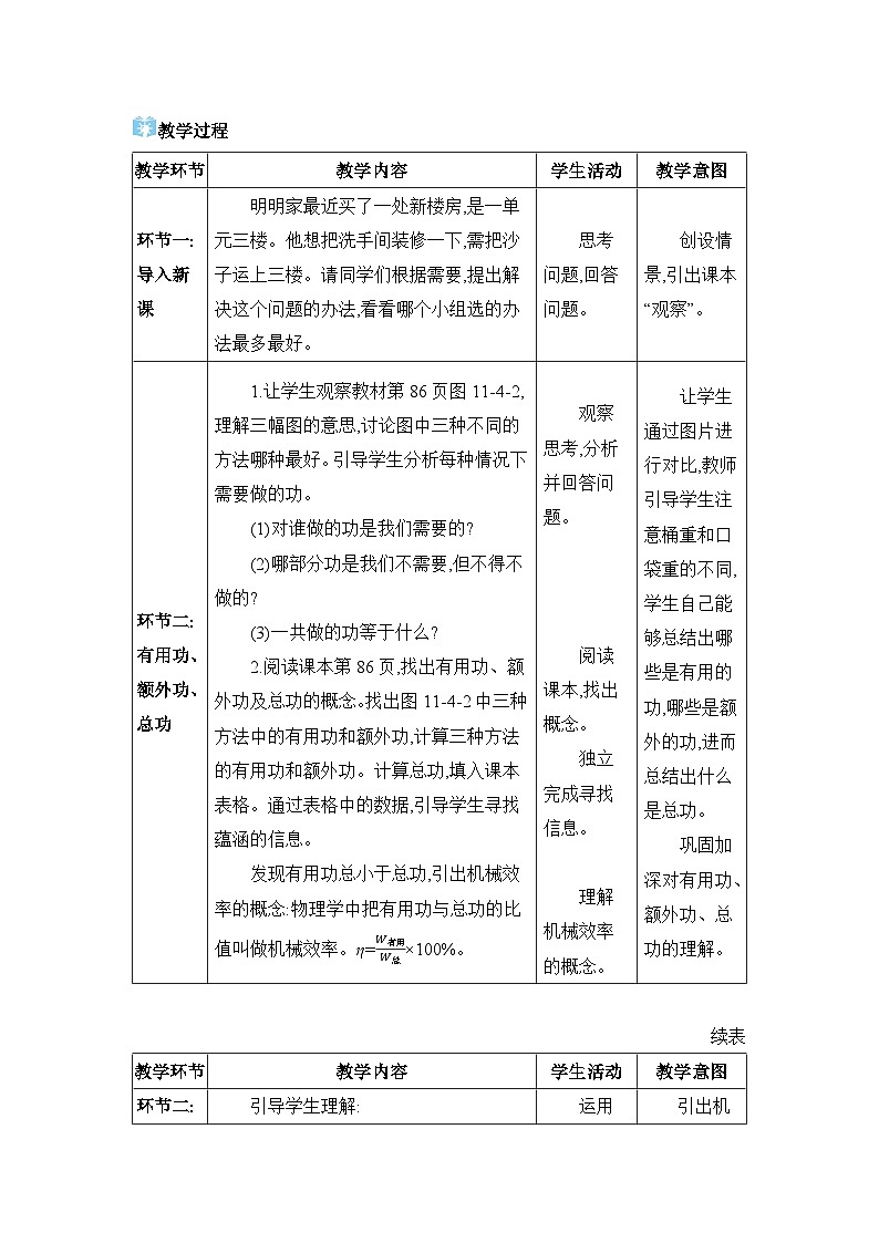 第11章机械与功11.4 机械效率精品教案(教科版八下)02