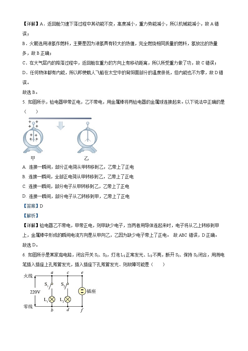 2024年湖北省省直辖县级行政单位天门市九校联考九年级中考一模物理试题(解析版)第3页