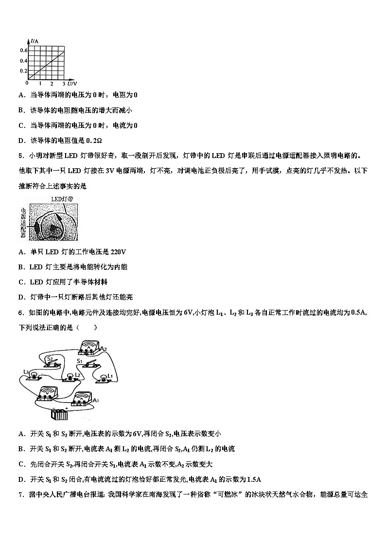2023年湖北省天门市江汉学校物理九上期末预测试题含解析第2页