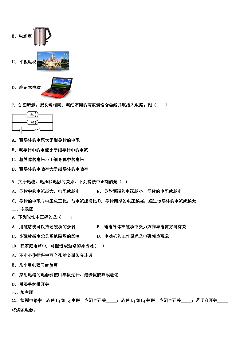 2023年湖北省武汉市武汉一初慧泉中学物理九上期末监测模拟试题含解析第3页