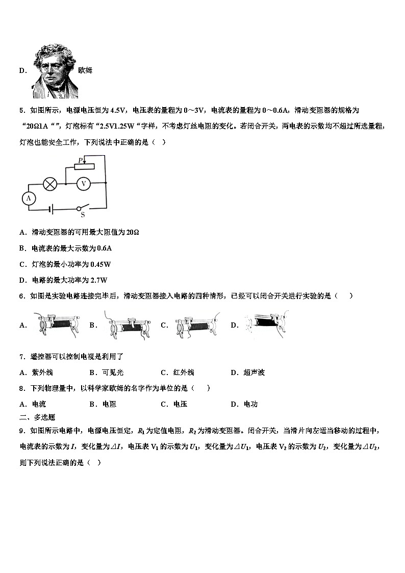 2023年甘肃省张掖四中学物理九上期末达标测试试题含解析第2页