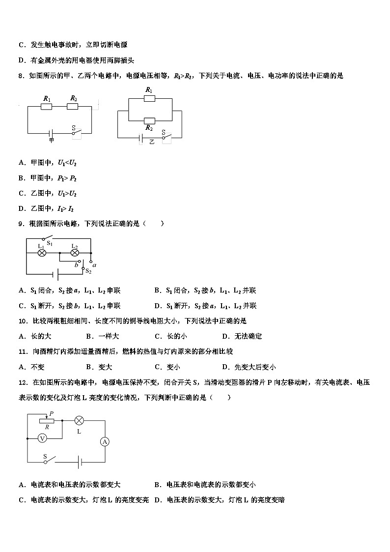 安徽省六安市2023年物理九年级第一学期期末统考试题含解析03