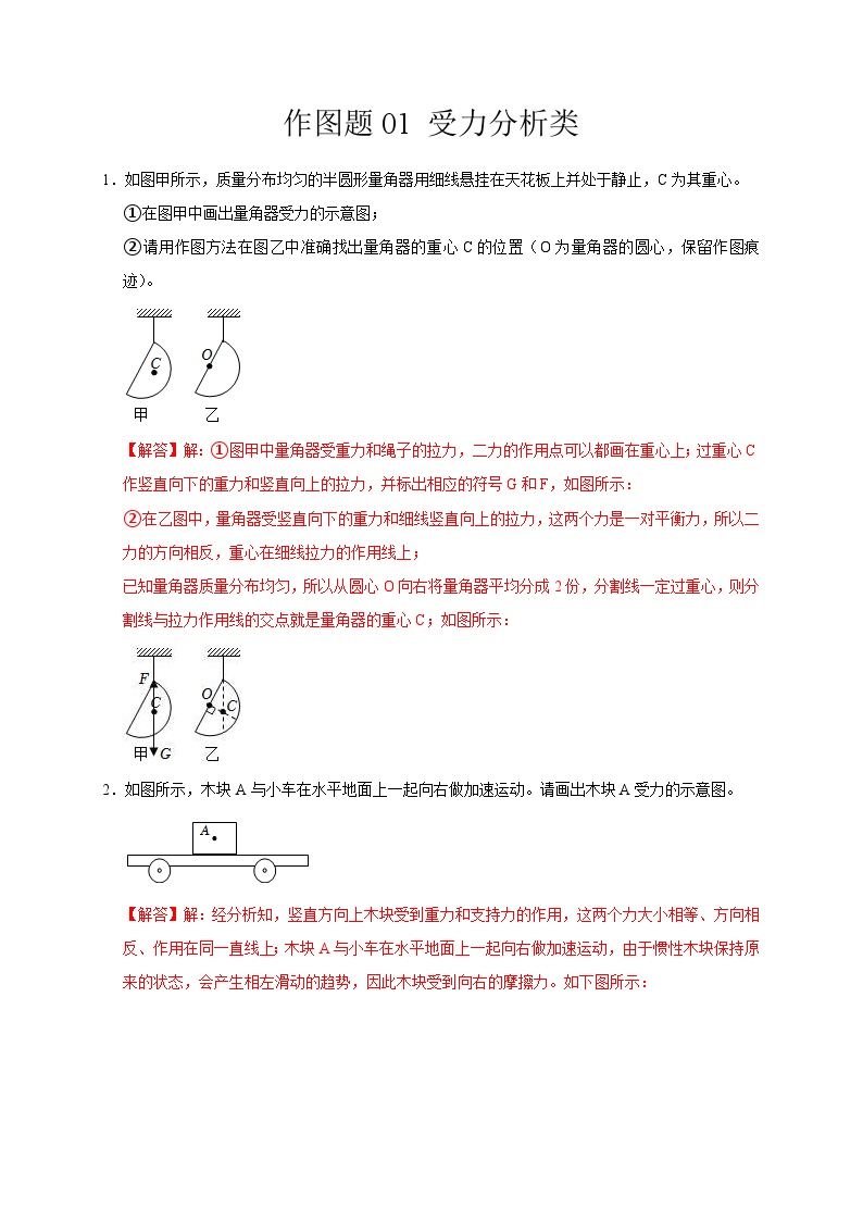 中考物理二轮复习题型专项复习作图题01 受力分析类（含解析）