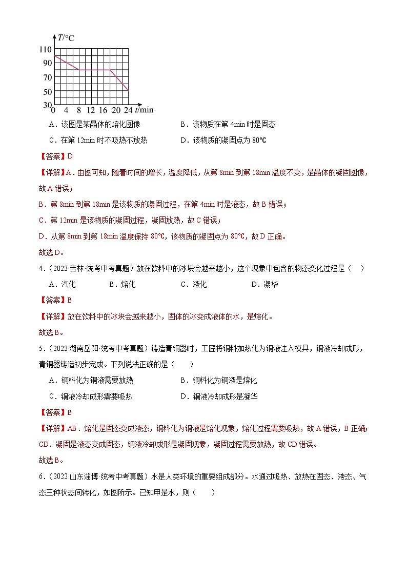 (21-23)三年中考物理真题分项汇编专题3 物态变化 3.2熔化和凝固(含解析)第2页