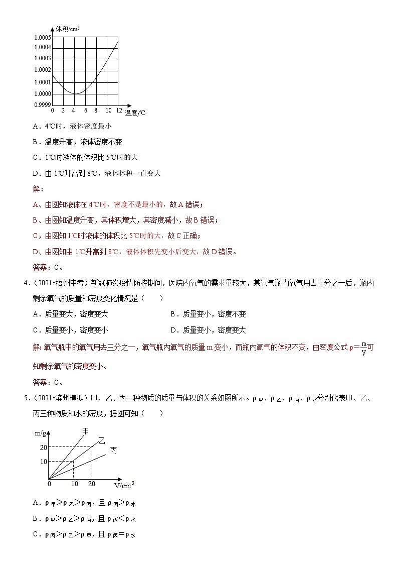 中考物理二轮复习核心考点讲解与必刷题型专题11 质量测量与密度计算(含解析)第3页