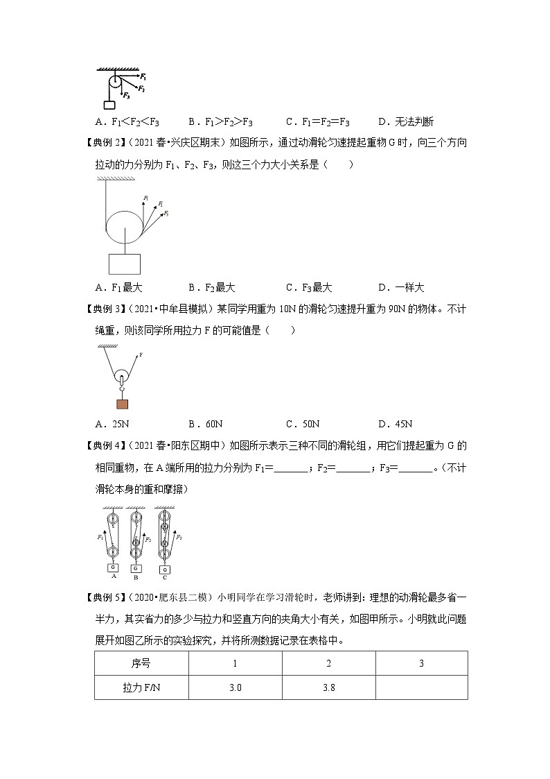 人教版八年级物理下册同步考点专题训练12.2滑轮(原卷版+解析)02
