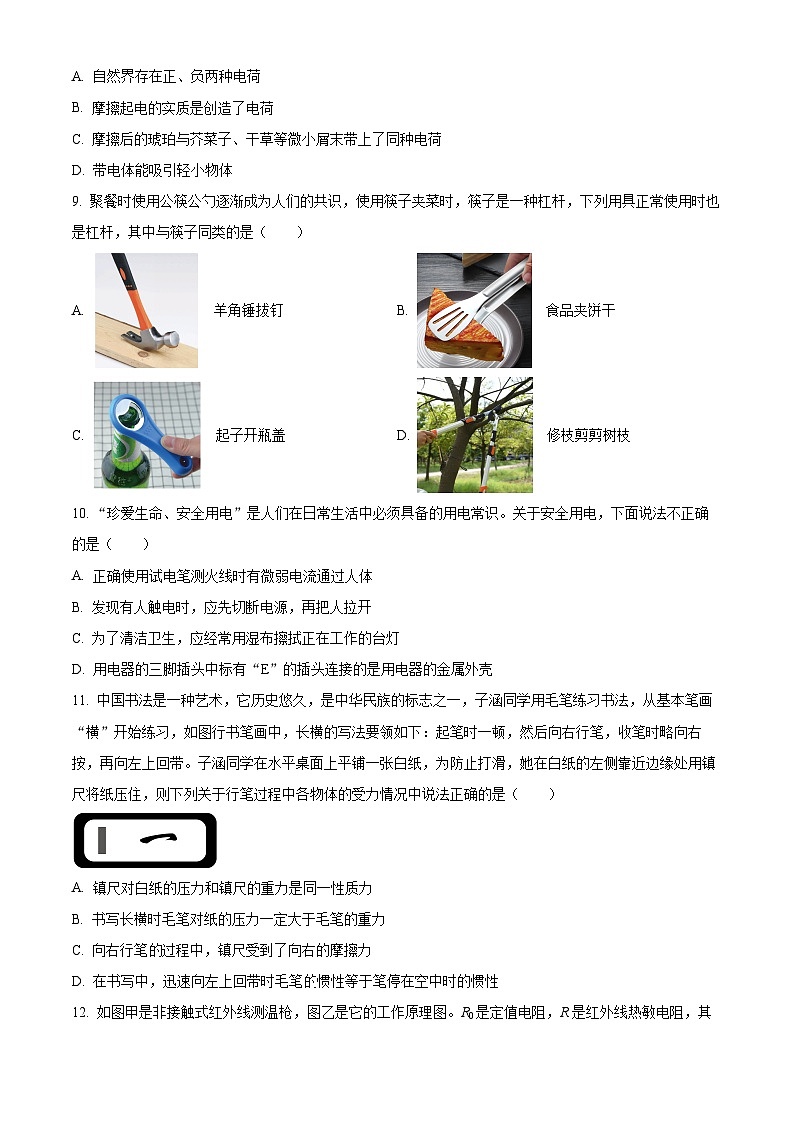 2024年河南省周口市郸城县五校联考中考一模物理试题(原卷版)第3页