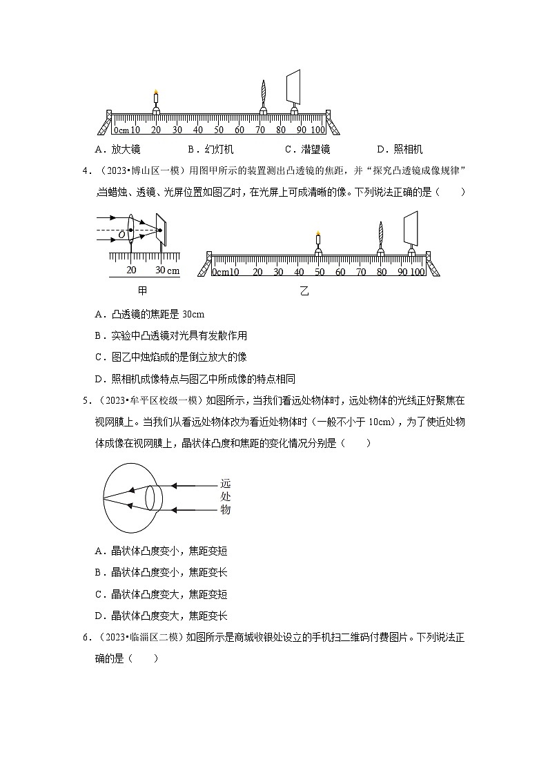 2024年山东中考物理模拟题分类---透镜及其应用02