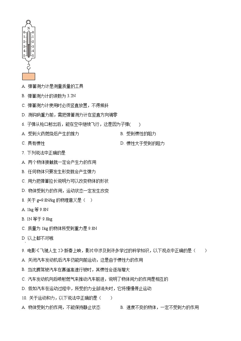 湖南省邵陽市新寧縣水廟鎮(zhèn)中心學校2023-2024學年八年級下學期3月月考物理試題（原卷版）第2頁