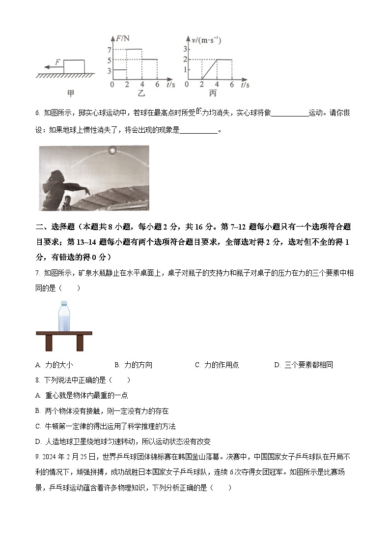 河南省项城市第一初级中学2023-2024学年八年级下学期第一次月考物理试题（原卷版+解析版）02