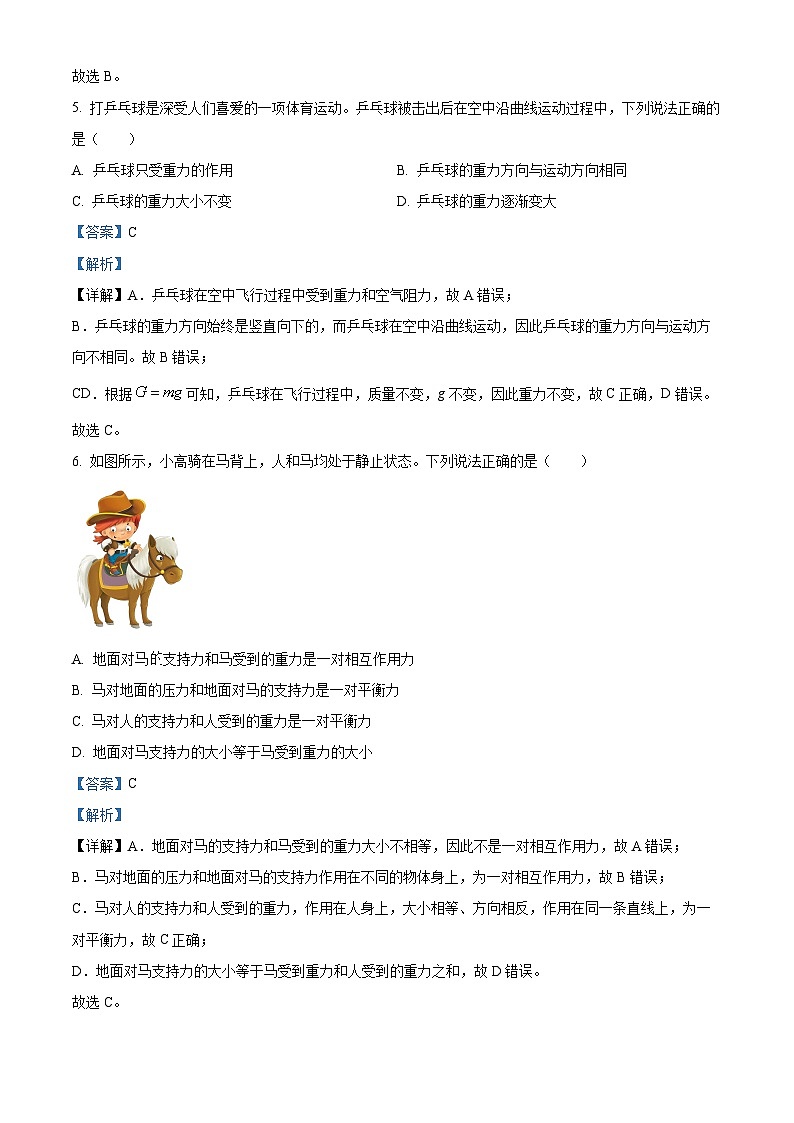 河北省廊坊市安次区考2023-2024学年八年级下学期3月月考物理试题(解析版)第3页