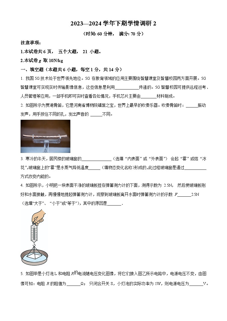 2024年河南省實驗中學中考二?？荚囄锢碓囶} （原卷版）第1頁