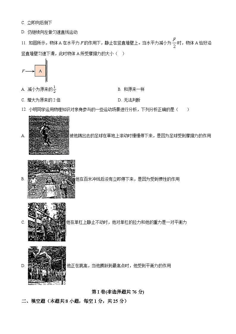 江蘇省蘇州市草橋中學(xué)校2023-2024學(xué)年八年級下學(xué)期物理期中考試（原卷版）第3頁